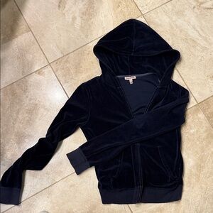 Navy Blue Hooded Zip-Up Jacket